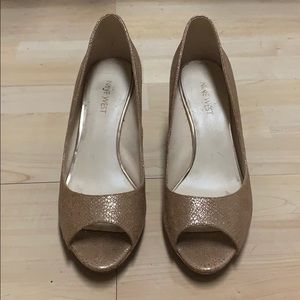 Nine West Rose Gold Open Toe Pumps